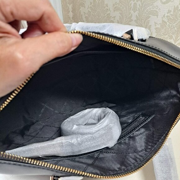 MICHAEL Michael Kors Maya Black Pebbled/Smooth Leather Satchel NWT - Picture 8 of 13